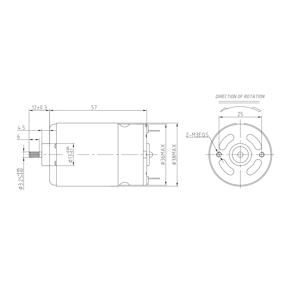 RS555 5000RPM 12V Dc Motor - Image 2