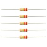 Pack of 5 – 220KΩ 1/4 Watt Carbon Film Resistors (DIP)
