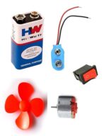 SP 3–9V DC Toy Motor Kit with Fan Blade, 9V Battery, Snapper & SPDT Switch for DIY Hobby Projects