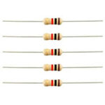 Pack of 5 – 1KΩ 1/4 Watt Carbon Film Resistors (DIP)