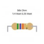 56KΩ (56K) 1/4 Watt Carbon Film Resistor (DIP) – 5 Pc - Image 2
